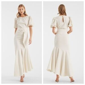 Sachin & Babi Camila Ivory Crepe Ruched Mermaid Maxi Dress NEW $650 Size 16